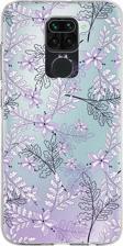 Printify Xiaomi Redmi Note 9 Uyumlu Kapak Floral Lila Tasarımlı Şeffaf Silikon Kılıf