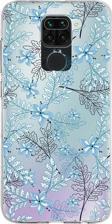 Printify Xiaomi Redmi Note 9 Uyumlu Kapak Floral Mavi Tasarımlı Şeffaf Silikon Kılıf