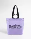FULİQUE Teaching Is a Work of Heart Öğretmenlere Özel Bez Çanta-lila