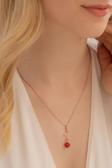 Osmanlı Gümüş Kadın Kolye - Kadın Gümüş Kolye - Rose (Altın Kaplama) Gül Obje Kadın Gümüş Kolye - 925 Ayar Gümüş