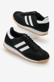 Tonny Black Unisex Siyah Beyaz Termo Taban Çift Şeritli Bağcıklı Spor Ayakkabı