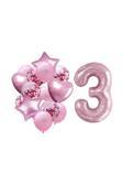 Parti Sürprizi 3 Yaş Pembe Folyo Balon Set