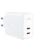 Acefast Duvar Tipi Şarj Cihazı Pd50W Dual Usb C 45W Çıkış Hızlı Şarj Başlığı Type-C Çıkışlı Şarj Kafa Eu A29