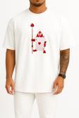 Oversize Alice Harikalar Diyarında Kalp Kartı Ace Göğüs Tasarımlı Unisex T-Shirt