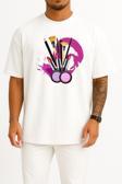 Oversize Kozmetik Ruj Makyaj Sanatçısı Göğüs Tasarımlı Unisex T-Shirt
