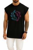 Oversize Neon Koi Yin-Yang – Uyum Denge - Balıklar Göğüs Tasarımlı Atlet