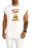 Oversize Sosisli Ve Hamburger İllüstrasyon, Hamburger Fast Food Göğüs Tasarımlı Atlet