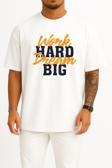 Oversize Çalışmak Zor Hayallerimiz Büyük Göğüs Tasarımlı Unisex T-Shirt