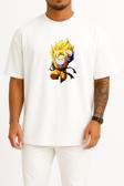 Oversize Goten Trunks Majin Buu Goku Bulma Göğüs Tasarımlı Unisex T-Shirt