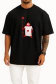 Oversize Alice Harikalar Diyarında Kalp Kartı Ace Göğüs Tasarımlı Unisex T-Shirt