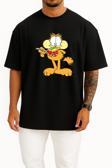 Oversize Garfield 'In Bingo Alt Özelliği Lasagneg Göğüs Tasarımlı Unisex T-Shirt