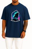 Oversize Türk Simgesi Kurt - Neon Göğüs Tasarımlı Unisex T-Shirt