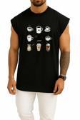 Oversize Coffee Euclidean Icon, Kahve Fincanı Koleksiyon Göğüs Tasarımlı Atlet