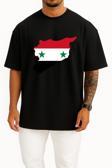 Oversize Suriye Bayrağı Haritası Göğüs Tasarımlı Unisex T-Shirt