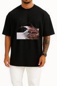 Oversize Çikolata Bar Sütlü Çikolata Şurubu Sos Göğüs Tasarımlı Unisex T-Shirt