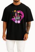Oversize Kozmetik Ruj Makyaj Sanatçısı Göğüs Tasarımlı Unisex T-Shirt