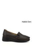 Kadın Kahverengi Dolgu Taban Hakiki Deri Comfort Ayakkabı