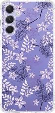 Printify Samsung Galaxy A54 Uyumlu Köşe Korumalı Antişok Kapak Floral Lila Tasarımlı Şeffaf Silikon Kılıf