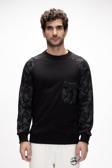 Deep Si̇yah Crewneck Erkek Baskılı Sweatshirt