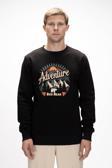 Adventure Si̇yah Crewneck Erkek Baskılı Sweatshirt