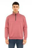 Unisex Relax Fit Rahat Kesim Pamuklu Yarım Fermuarlı Dik Yaka Sweatshirt - 7385