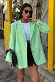 Agnes Blazer Keten Ceket -MİNT YEŞİLİ