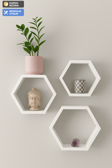 Modern Altıgen Ahşap Raf Takımı – 3’lü