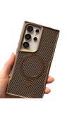 Coverzone Galaxy S25 Plus Uyumlu Kılıf Karbon Fiber Görünümlü Magsafe Uyumlu Stand Olabilen Carbon