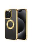 Coverzone İphone 15 Pro Uyumlu Kılıf Kamera Korumalı Logo Gösteren Parlak Colored Z-Omega Kapak