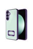 Coverzone Galaxy S23 Fe Uyumlu Kılıf Lens Camını Koruyan Logo Gösteren Lazer Parlak Kenar Z-Omega Kapak
