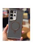 Coverzone Galaxy S25 Plus Uyumlu Kılıf Karbon Fiber Görünümlü Magsafe Uyumlu Stand Olabilen Carbon