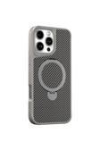 Coverzone İphone 14 Pro Max Uyumlu Kılıf Karbon Fiber Görünümlü Magsafe Uyumlu Stand Olabilen Carbon