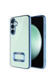 Coverzone Galaxy S23 Fe Uyumlu Kılıf Lens Camını Koruyan Logo Gösteren Lazer Parlak Kenar Z-Omega Kapak