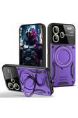 Coverzone Xiaomi Redmi Note 13 Pro Plus Uyumlu Kılıf Joy Joy Standlı Lens Korumalı 360 Yüzük Aparatı