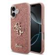 Guess İphone 17 Uyumlu Kılıf Lisanslı 4G Büyük Metal Kamera Çerçeveli Ve Logolu Glitter Kapak Pembe