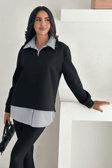 Fermuarlı Oversize Sweatshirt & Gömlek – Katmanlı Şehir Stili