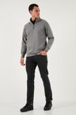 Buratti Pamuklu Relaxed Fit Yarım Fermuarlı Dik Yaka Erkek Sweat 5901232 AÇIK HAKİ