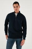 Buratti Pamuklu Relaxed Fit Yarım Fermuarlı Dik Yaka Erkek Sweat 5901232 LACİVERT