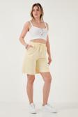 Lela Pamuklu Standart Fit Normal Bel Bağlamalı Cepli Bayan Şort 668YP5326 SARI
