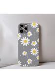 Q Aksesuar İphone 8 Plus Uyumlu Papatya Desenli İçi Kadife Silikon Tasarım Telefon Kılıfı Kapak