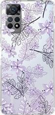Printify Xiaomi Redmi Note 11S Uyumlu Kamera Korumalı Kapak Floral Lila Tasarımlı Şeffaf Kılıf