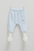 CUTE BEAR ÇORAPLI BEBEK PANTOLON - CARAMELL  - APE1464 - Mavi - 1 - 3 Ay - APE1464-Mavi-1 - 3 Ay Mavi