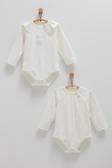 CUTE RABBIT OMUZ DETAYLI İKİLİ ÇITÇITLI BODY - CARAMELL  - BK1483 - Ekru - 12 - 18 Ay - BK1483-Ekru-12 - 18 Ay Ekru