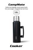 Cooker 1.5 Litre Çift Katlı Çelik Termos-24 Saat Sıcak, 48 Saat Soğuk, Kulplu (Kamp, Piknik, Ofis, Seyahat)