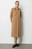 Mizalle Camel Apoletli Klasik Maxi Mac Trençkot