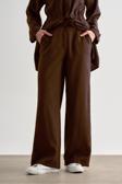 Mizalle Acı Kahve Koyu Kahverengi Rahat Kesim Geniş Paçalı Modal Pantolon
