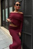 Madonna Yaka Etekli Takım -BORDO