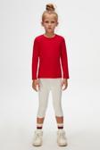 Kırmızı Basic Mevsimlik Likralı Uzun Kollu Kız Çocuk Tişört