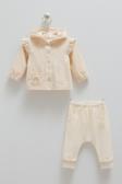 TINY LACE KAPÜŞONLU İKİLİ ALT ÜST TAKIM - CARAMELL  - TKK1890 - Bej - 3 - 6 Ay - TKK1890-Bej-3 - 6 Ay Bej