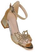  Zete Kum Simli Kız Çocuk 4 Cm Topuklu Sandalet Abiye Ayakkabı